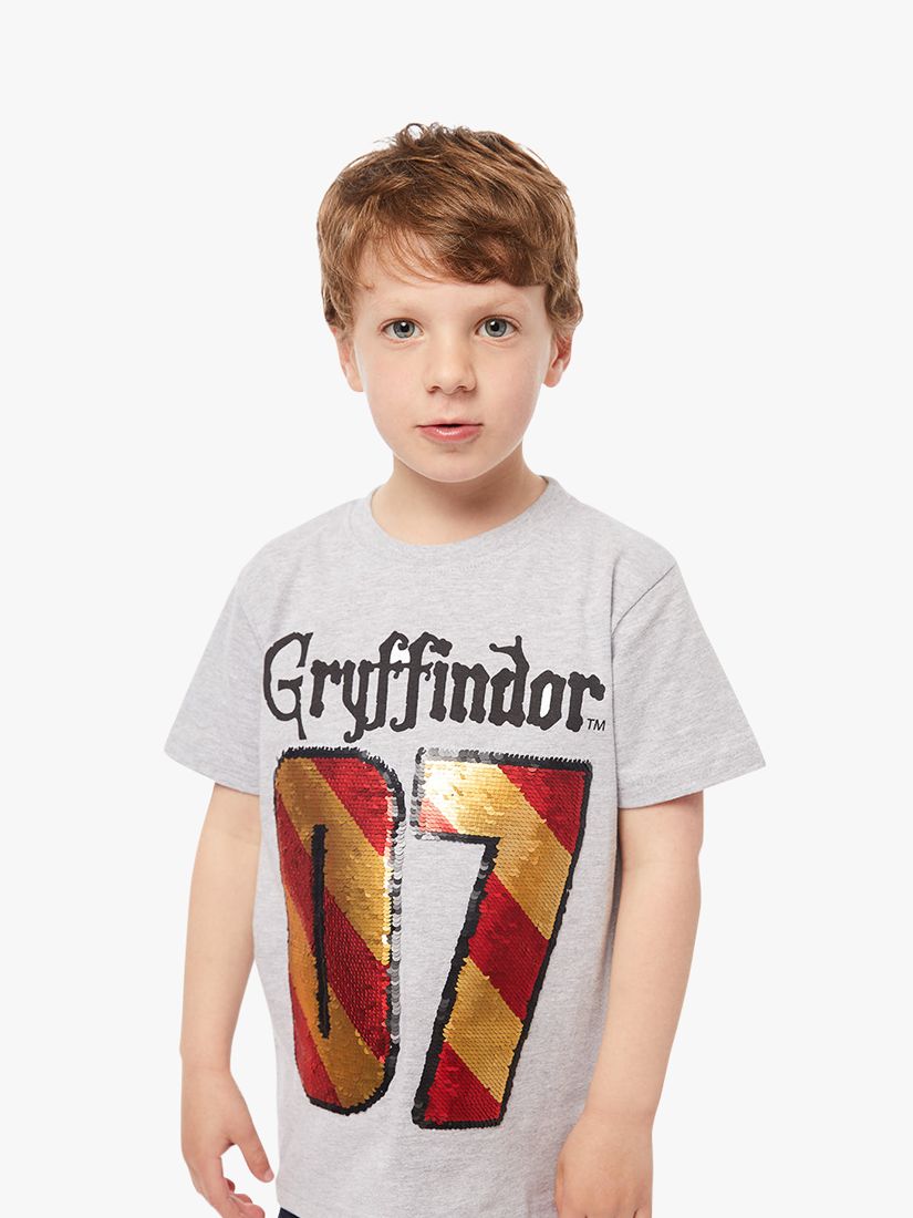 Fabric Flavours Kids' Harry Potter Gryffindor Flip Sequin T-Shirt, Grey, 3-4 years