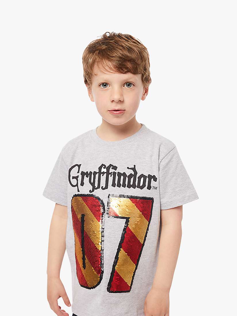 Buy Fabric Flavours Kids' Harry Potter Gryffindor Flip Sequin T-Shirt, Grey Online at johnlewis.com