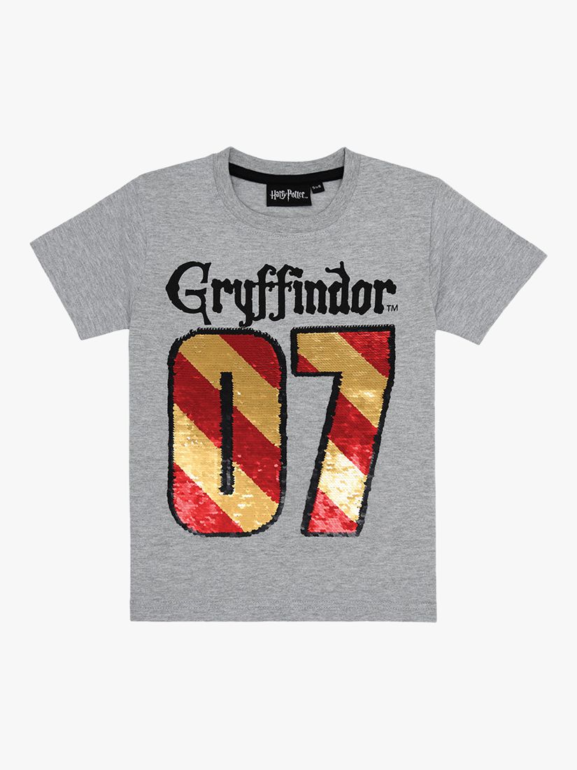 Fabric Flavours Kids' Harry Potter Gryffindor Flip Sequin T-Shirt, Grey, 3-4 years