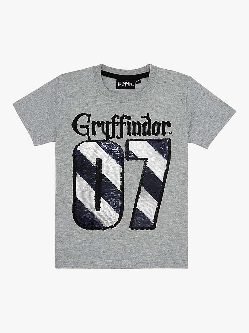 Buy Fabric Flavours Kids' Harry Potter Gryffindor Flip Sequin T-Shirt, Grey Online at johnlewis.com