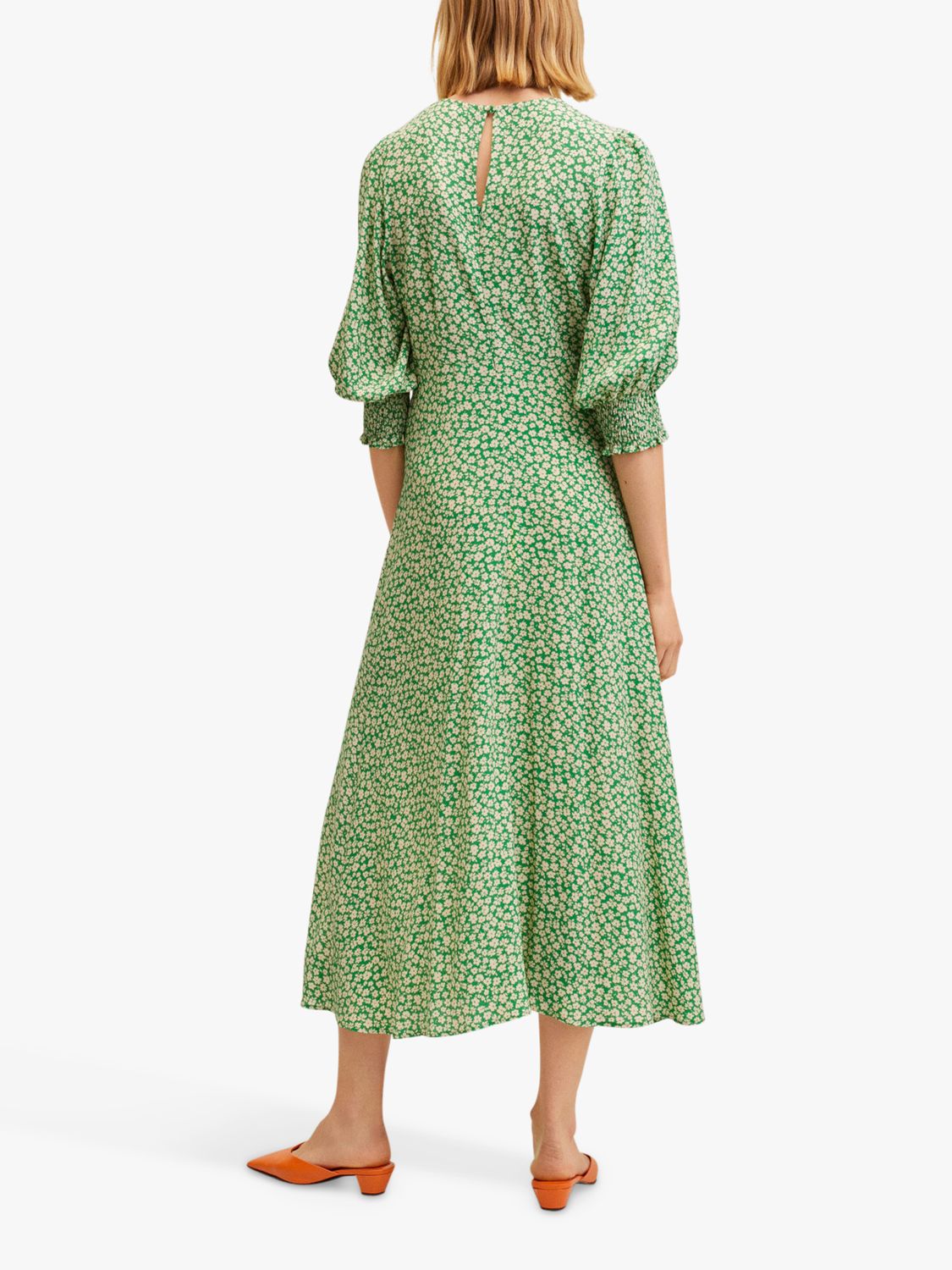 Mango Carol Ditsy Floral Print Midi Dress, Green/Multi at John Lewis ...