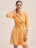Mango Nikita Knotted Waist Shirt Dress, Orange