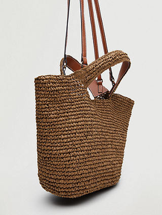 Mango Fez Braided Shopper Bag, Dark Brown