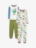 John Lewis Kids' Dino Print Pyjamas, Pack of 2, Natural/Multi