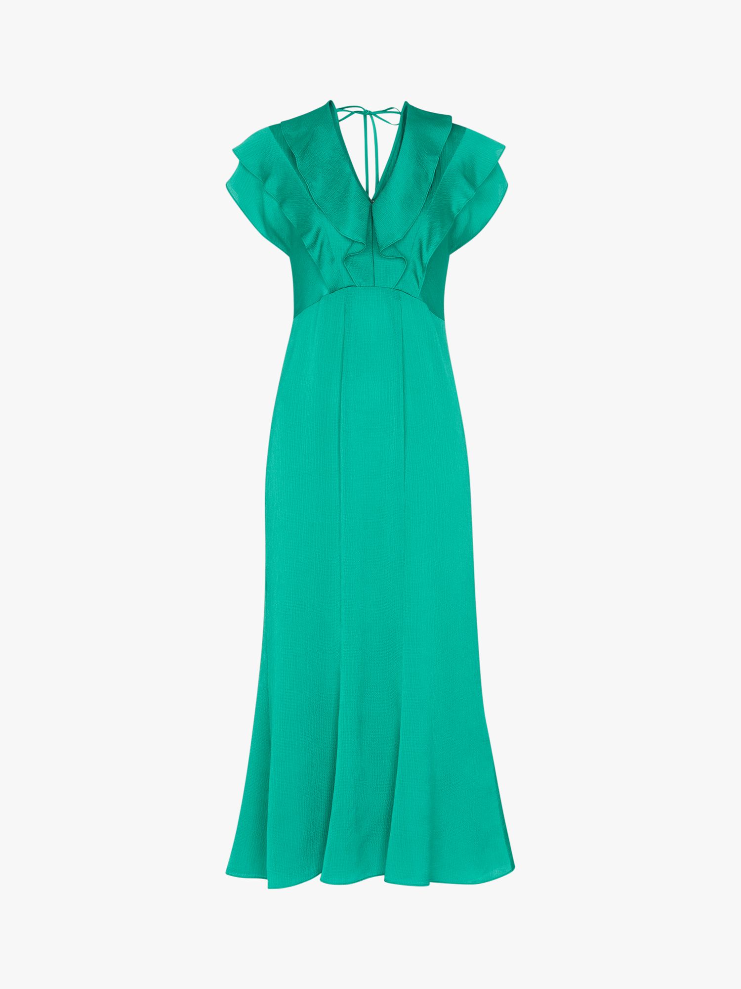 Whistles Adeline Frill Midi Dress, Green at John Lewis & Partners
