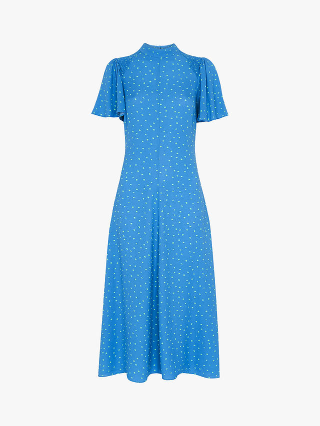 Whistles Spot Print Midi Dress, Blue
