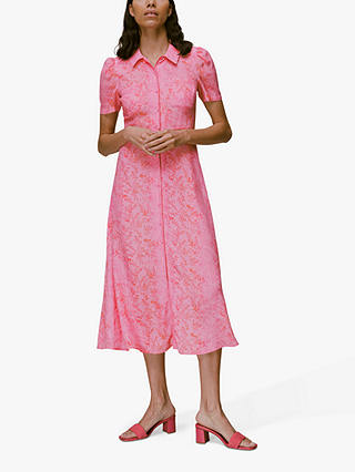 Whistles Robyn Baroque Print Midi Shirt Dress, Pink