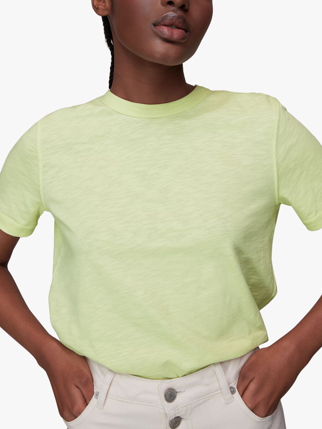 Whistles Emily Ultimate T-Shirt, Lime Green at John Lewis & Partners