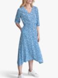 Pure Collection Dipped Hem Floral Dress, Blue