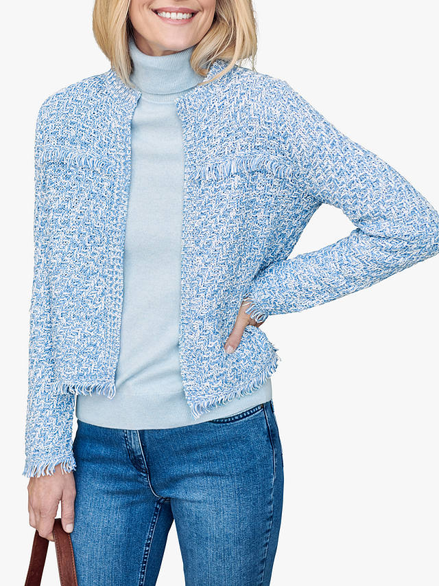 Pure Collection Textured Knit Jacket, Blue