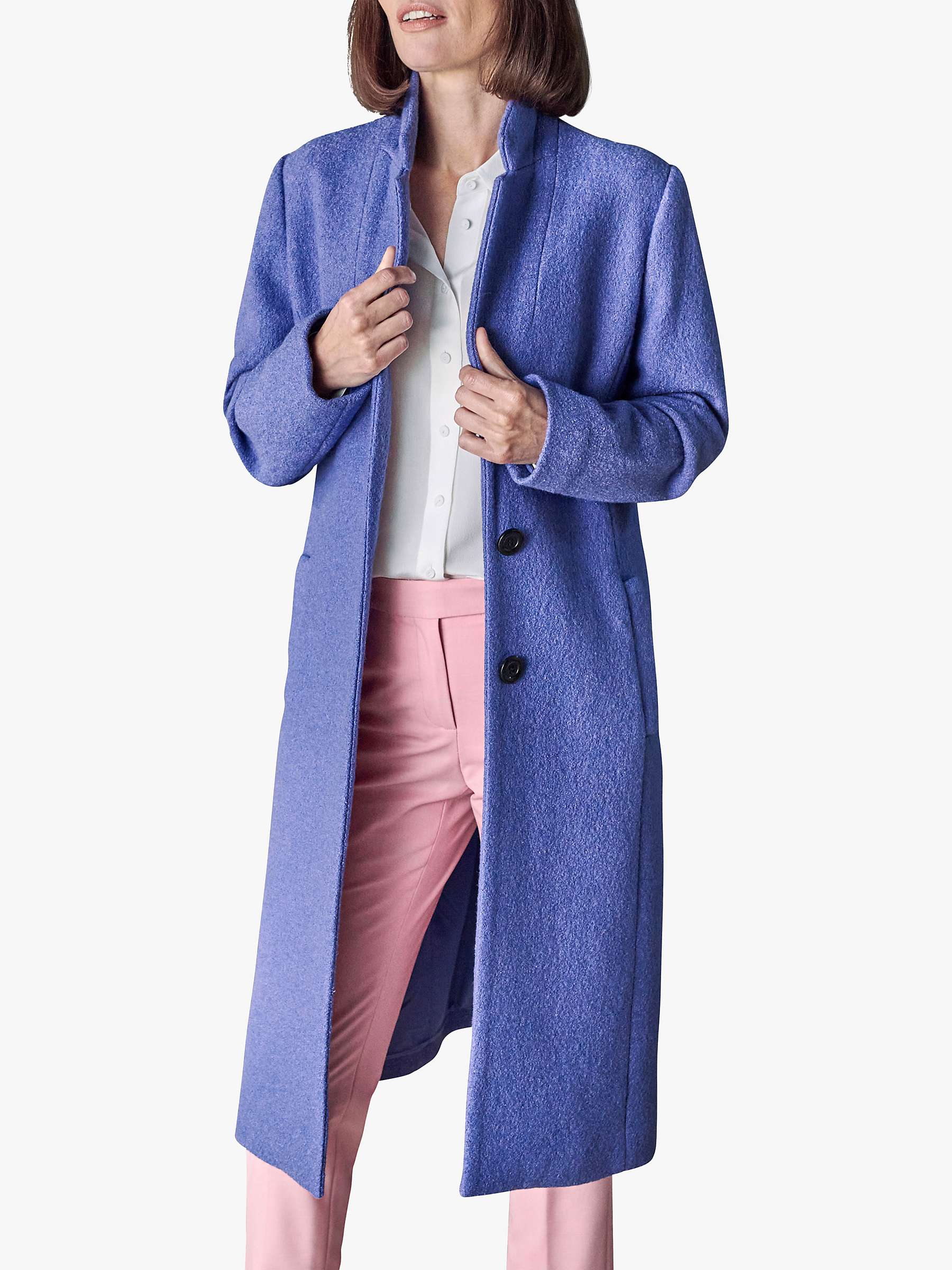 Buy Pure Collection Wool Blend Midi Coat, Bluebell Online at johnlewis.com