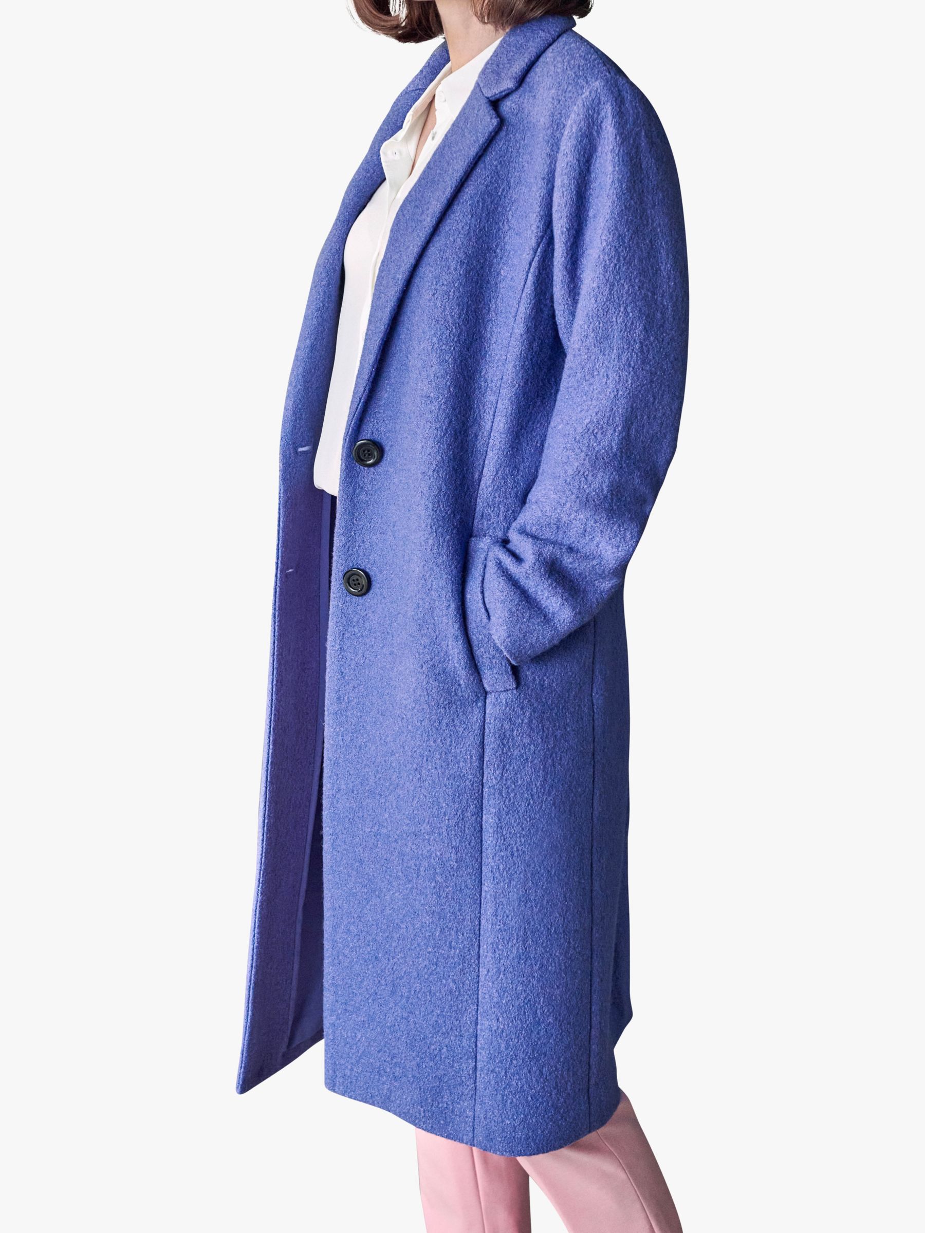 Buy Pure Collection Wool Blend Midi Coat, Bluebell Online at johnlewis.com