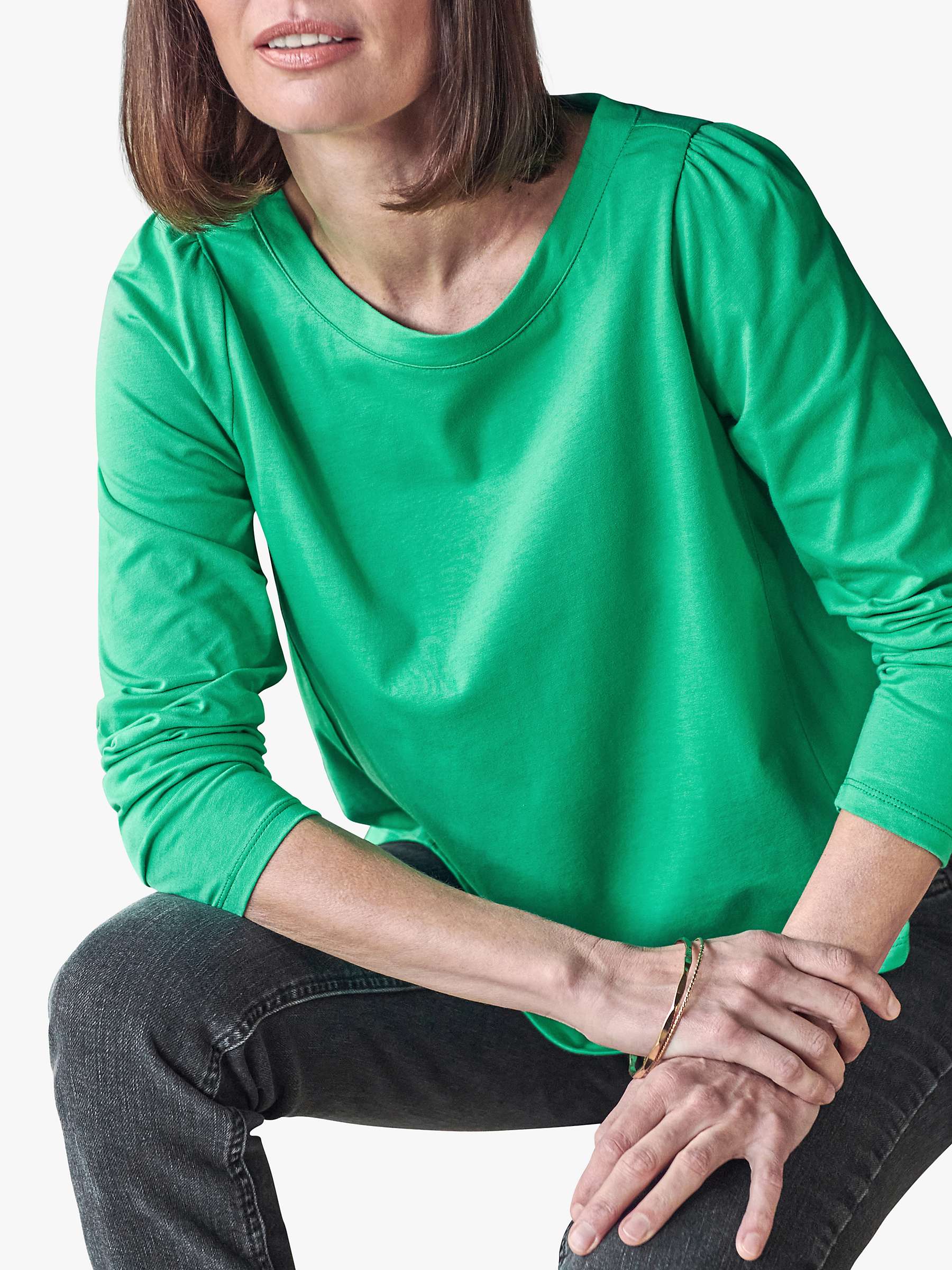Buy Pure Collection Organic Cotton Puff Sleeve T Shirt, Apple Green Online at johnlewis.com