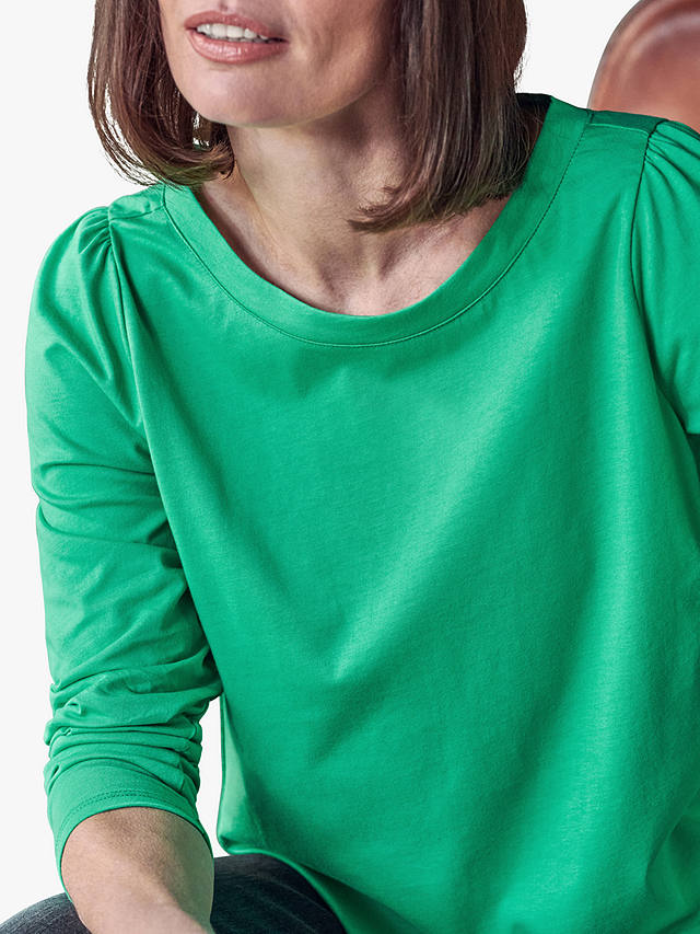 Pure Collection Organic Cotton Puff Sleeve T Shirt, Apple Green