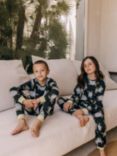 Chelsea Peers Kids' Turtle Print Recycled Pyjama Set, Navy