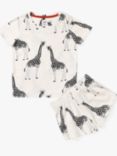 Chelsea Peers Kids' Giraffe Print Organic Cotton Short Pyjama Set, Cream