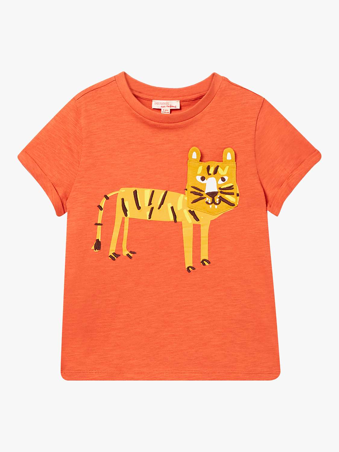 Buy Du Pareil au même Kids' Cotton Leopard Graphic T-Shirt, Orange Online at johnlewis.com