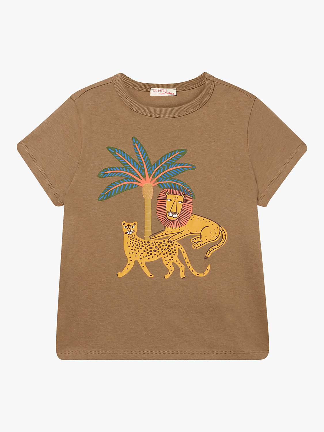 Buy Du Pareil au même Kids' Cotton Big Cat Graphic T-Shirt, Green Online at johnlewis.com