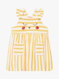 Du Pareil au même Baby Stripe Print Embellished Dress, Yellow