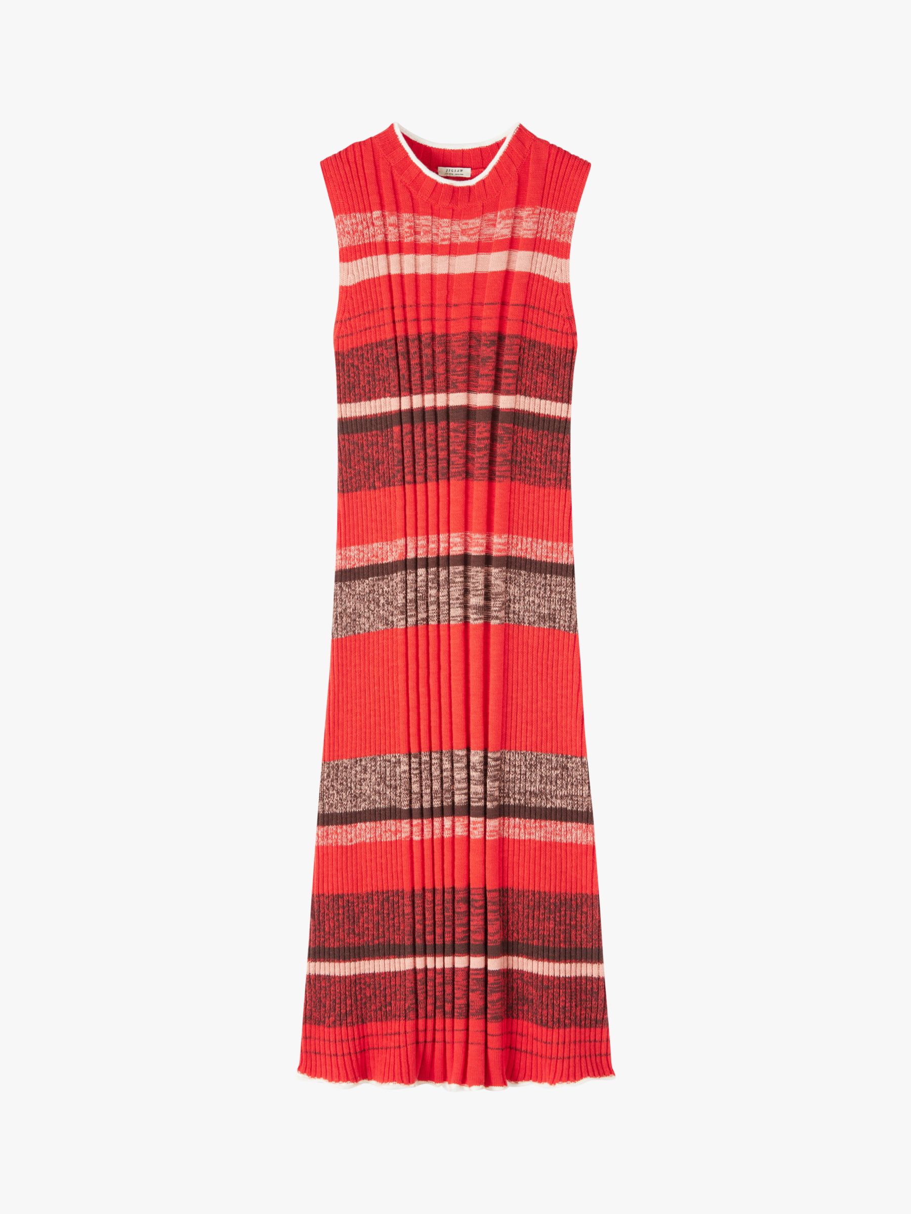 Jigsaw Cotton Slub Midi Dress, Red