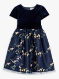 John Lewis Heirloom Collection Velvet Floral Embroidered Party Dress, Blue