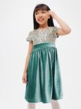 John Lewis Heirloom Collection Kids' Sequin Velour Party Dress, Green
