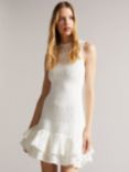 Ted Baker Maleko Sleeveless Knitted Ruffle Mini Dress, White