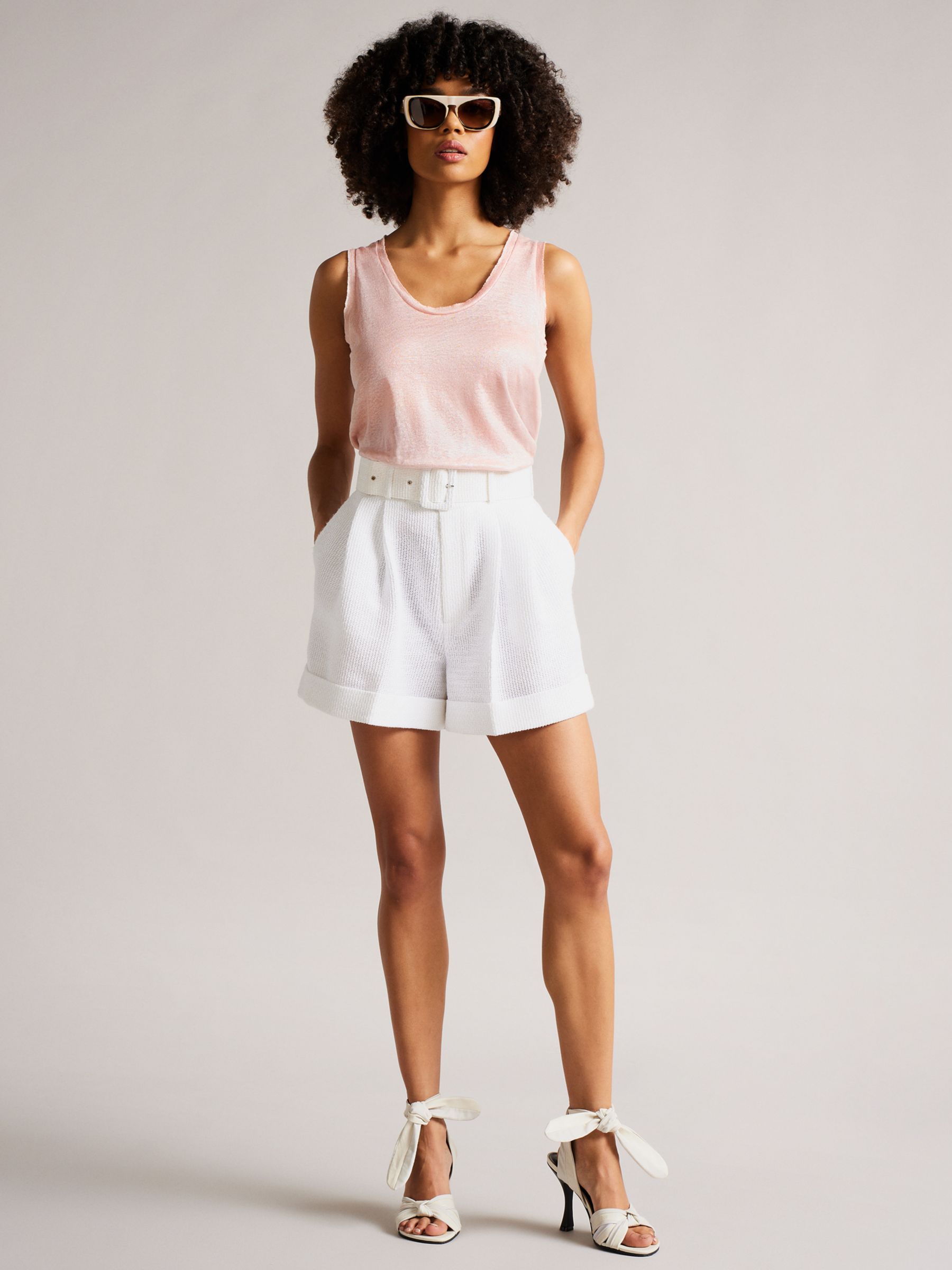 Ted Baker Lavanna Linen Vest Top, Coral at John Lewis & Partners