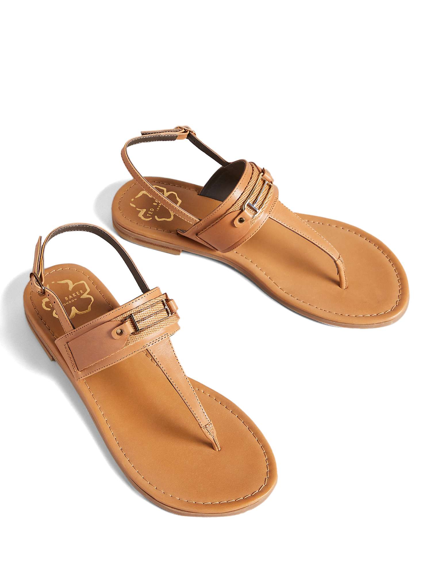 Ted Baker Jazmiah Leather Flat Sandals in Tan Brown Womens Shoes Flats and flat shoes Flat sandals 