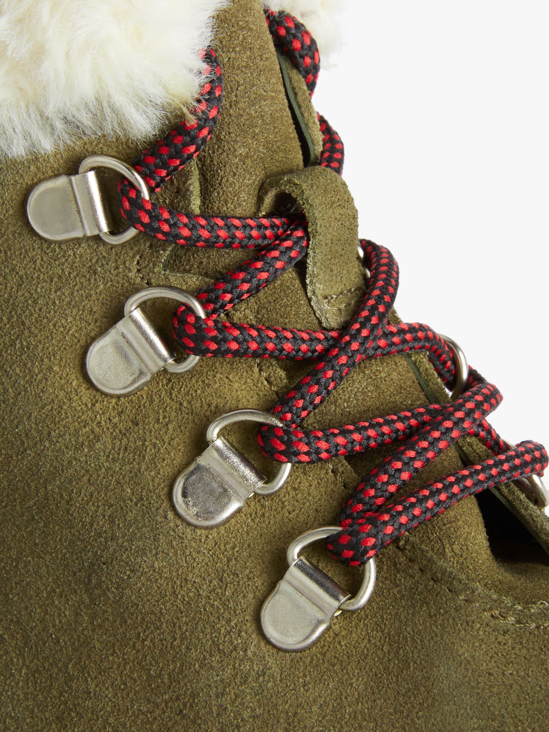 John Lewis Kids' Hiker Warm Lined Suede Boots, Green Khaki, 30