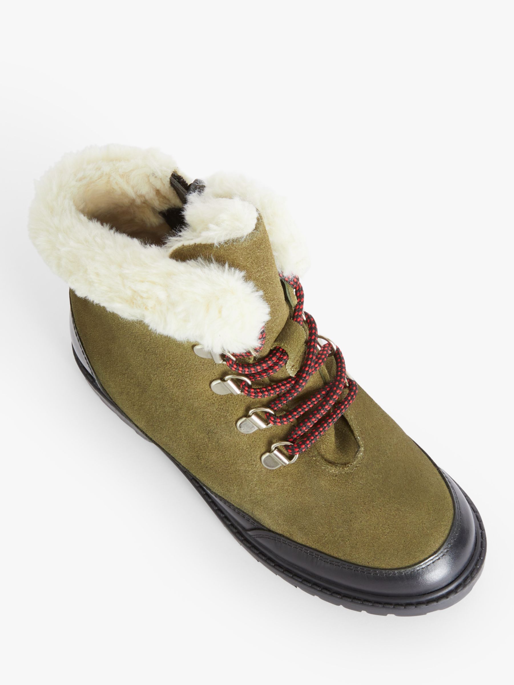 John Lewis Kids' Hiker Warm Lined Suede Boots, Green Khaki, 30