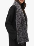 Phase Eight Fiona Leopard Print Fluffy Scarf, Charcoal