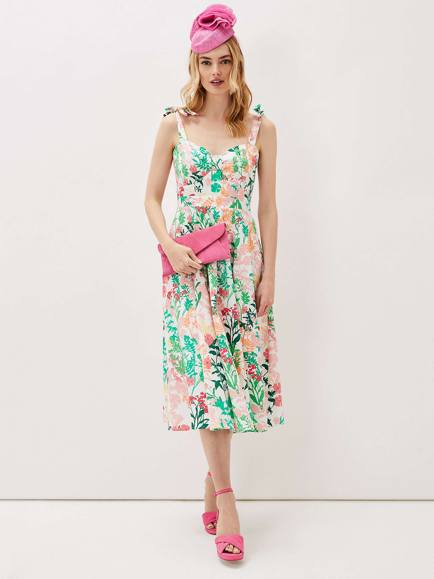Buy Phase Eight Joyce Floral Print Midi Dress, Ivory/Multi Online at johnlewis.com