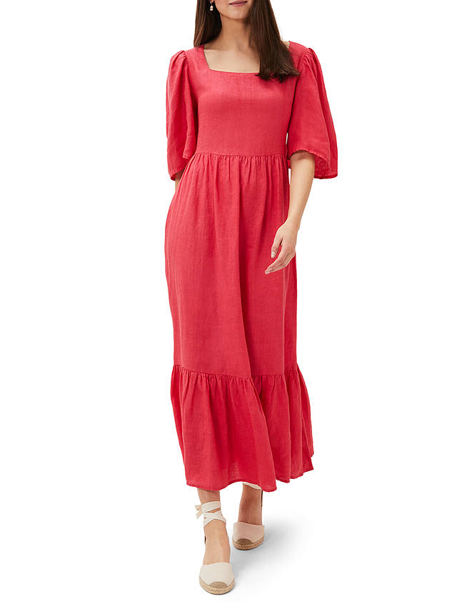 Phase Eight Emaline Linen Maxi Dress, Raspberry at John Lewis & Partners