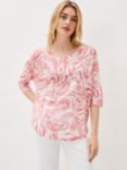 Phase Eight Moire Swirl Print Linen Top, Coral