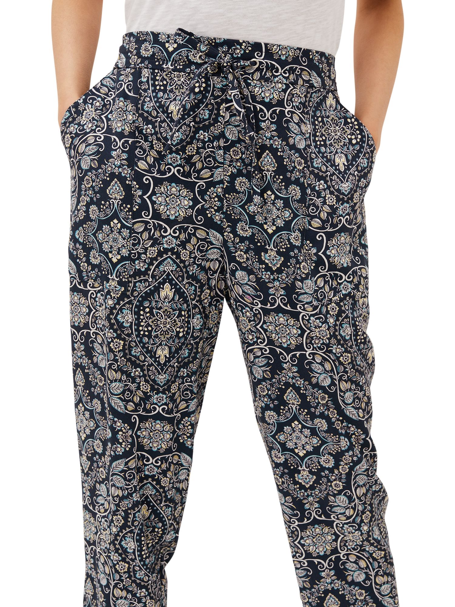 Phase Eight Charlene Paisley Print Trousers, Black/White at John Lewis ...