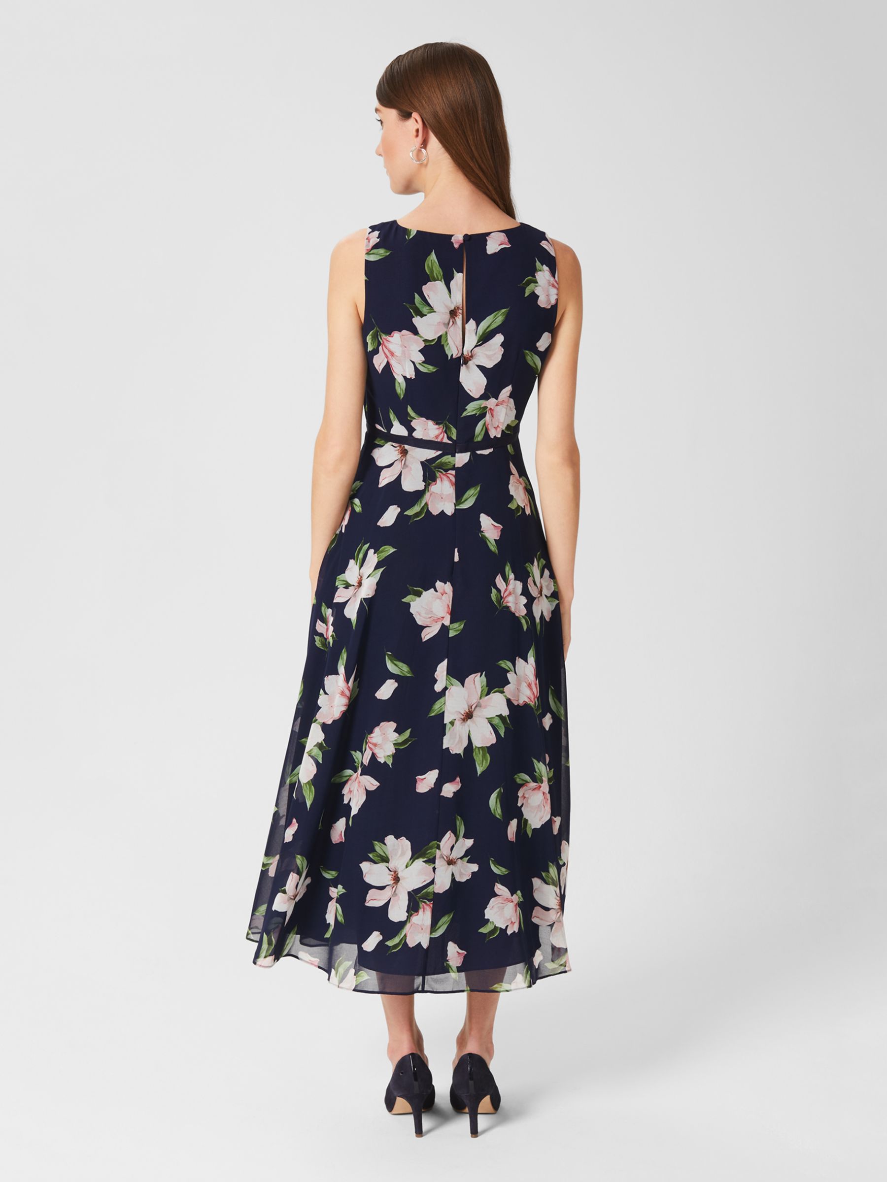 Hobbs Petite Carly Floral Midi Dress, Navy/Multi at John Lewis & Partners