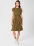 Hobbs Kimmi Ditsy Print Jersey Dress, Navy/Ochre, Navy/Ochre