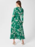 Hobbs Rosabelle Floral Silk Midi Dress, Green/Multi