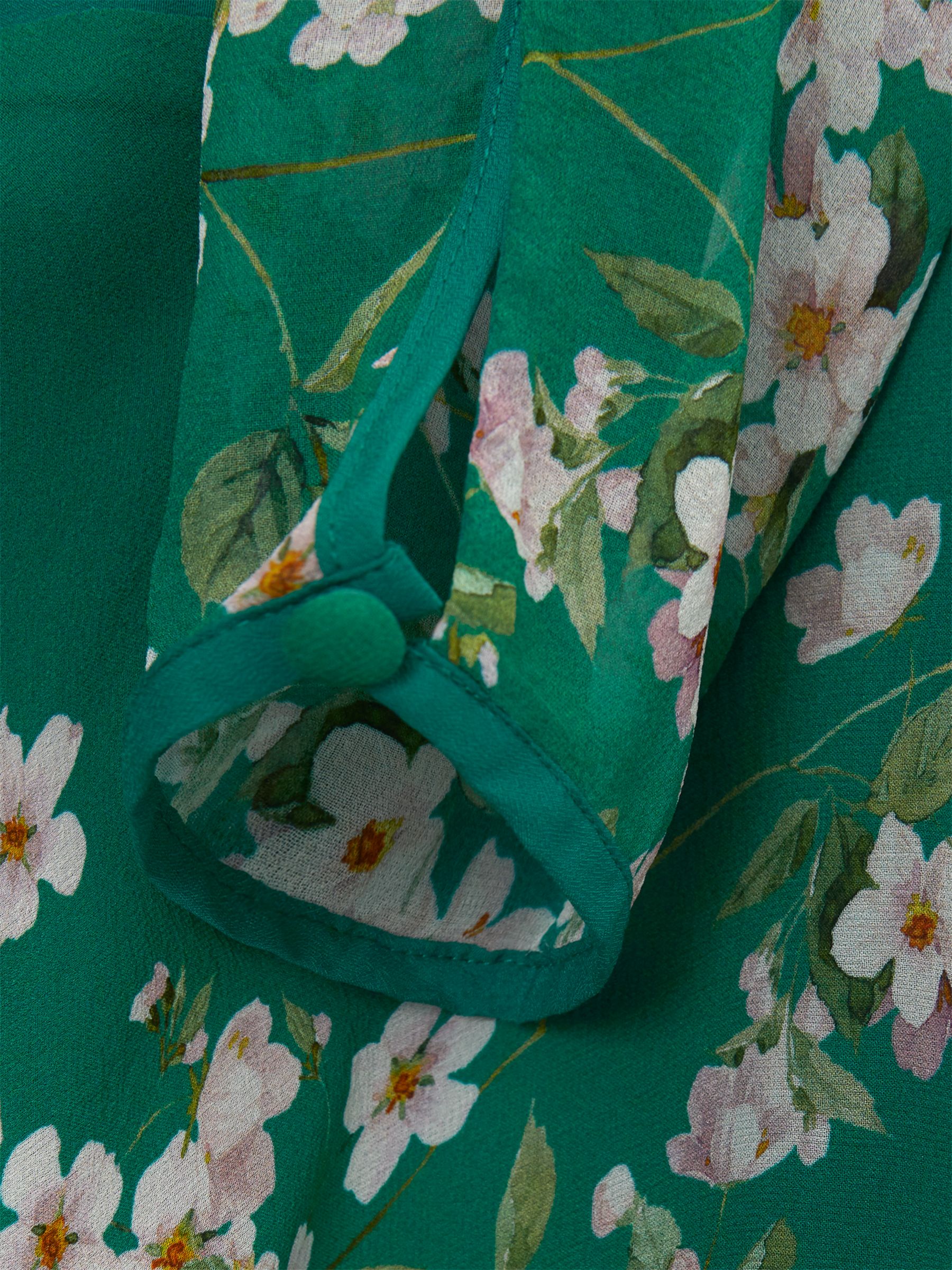 Hobbs Rosabelle Floral Silk Midi Dress, Green/Multi at John Lewis ...