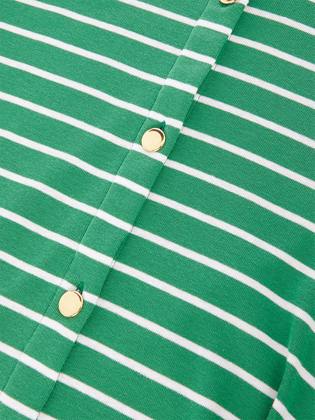 Hobbs Katie Stripe Button Back Top, Green/Ivory