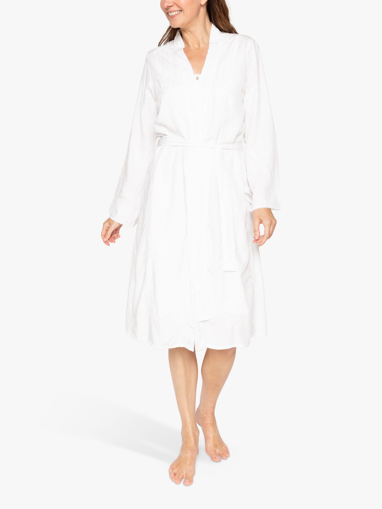 Nora Rose by Cyberjammies Vivien Embroidered Dressing Gown, White at ...