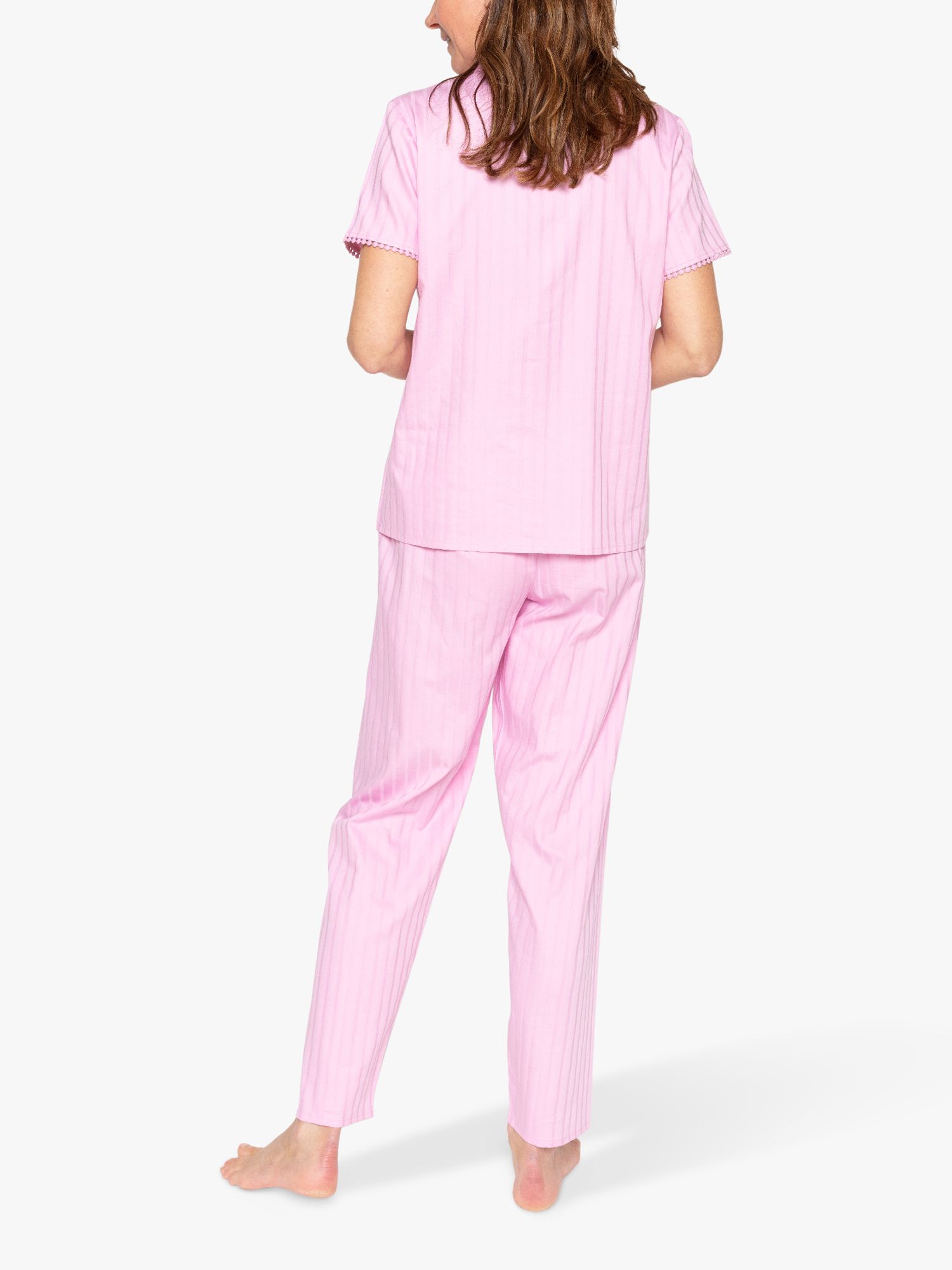 Buy Nora Rose by Cyberjammies Vivien Satin Stripe Shirt Pyjama Set, Pink Online at johnlewis.com
