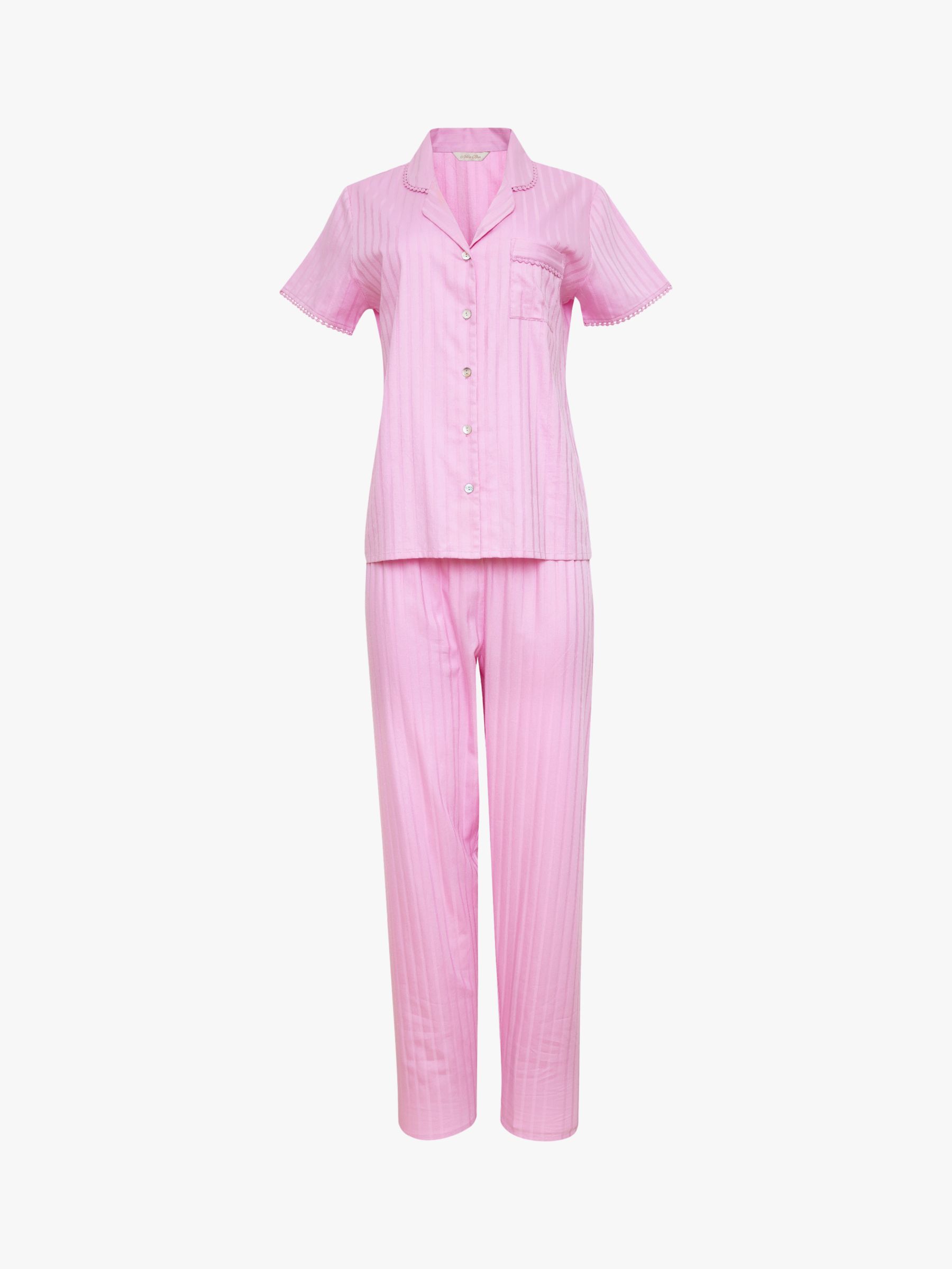 Buy Nora Rose by Cyberjammies Vivien Satin Stripe Shirt Pyjama Set, Pink Online at johnlewis.com