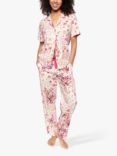 Cyberjammies Vanessa Ditsy Floral Print Shirt Pyjama Set, Peach Mix