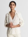 Reiss Flora Broderie Anglaise Blouse, White