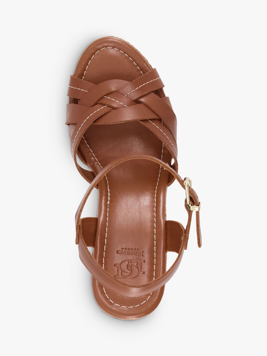Dune Koral Leather Wedge Heel Sandals, Tan at John Lewis & Partners