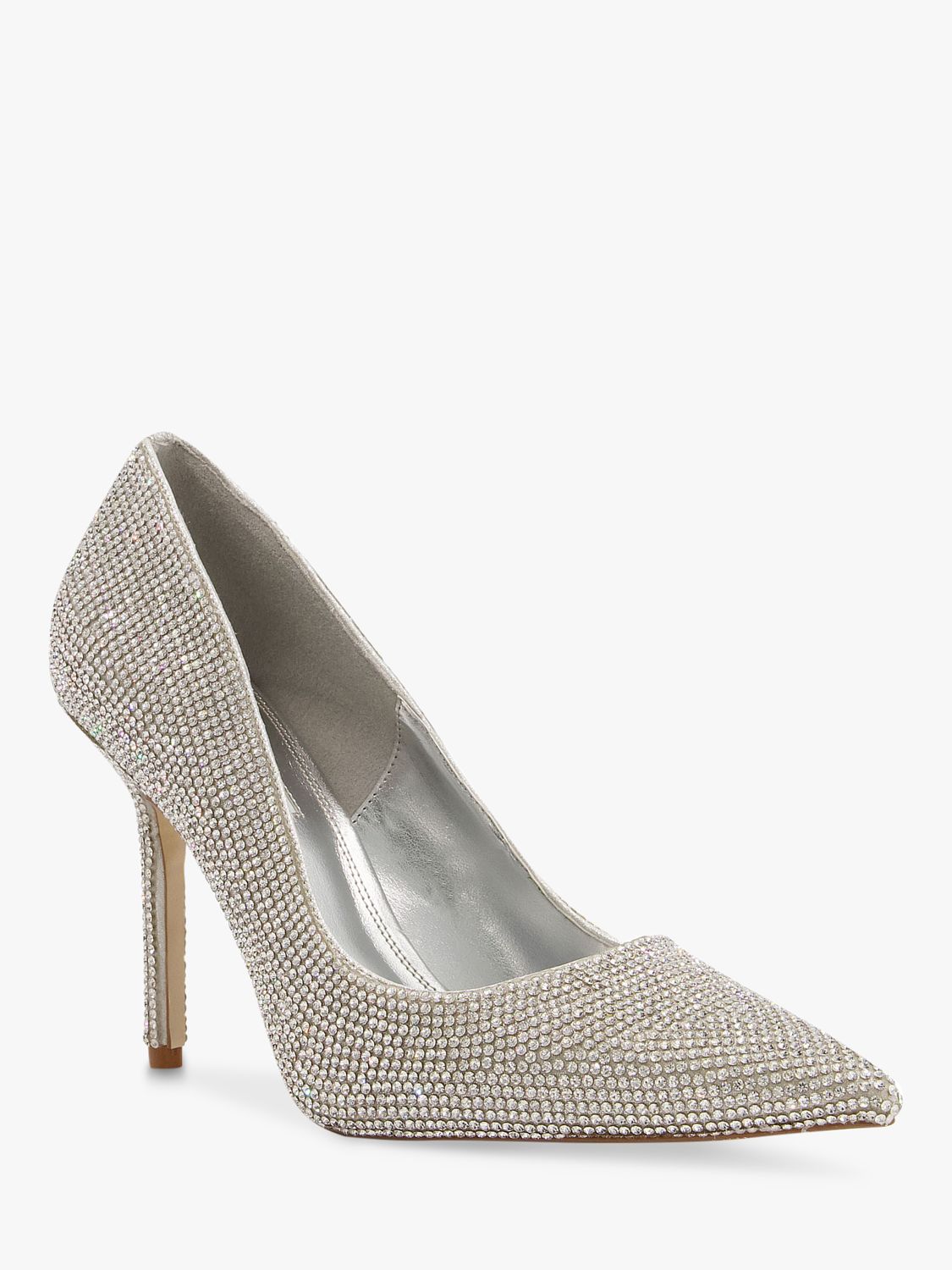 Dune Bejewel Diamante Court Shoes, Silver at John Lewis & Partners