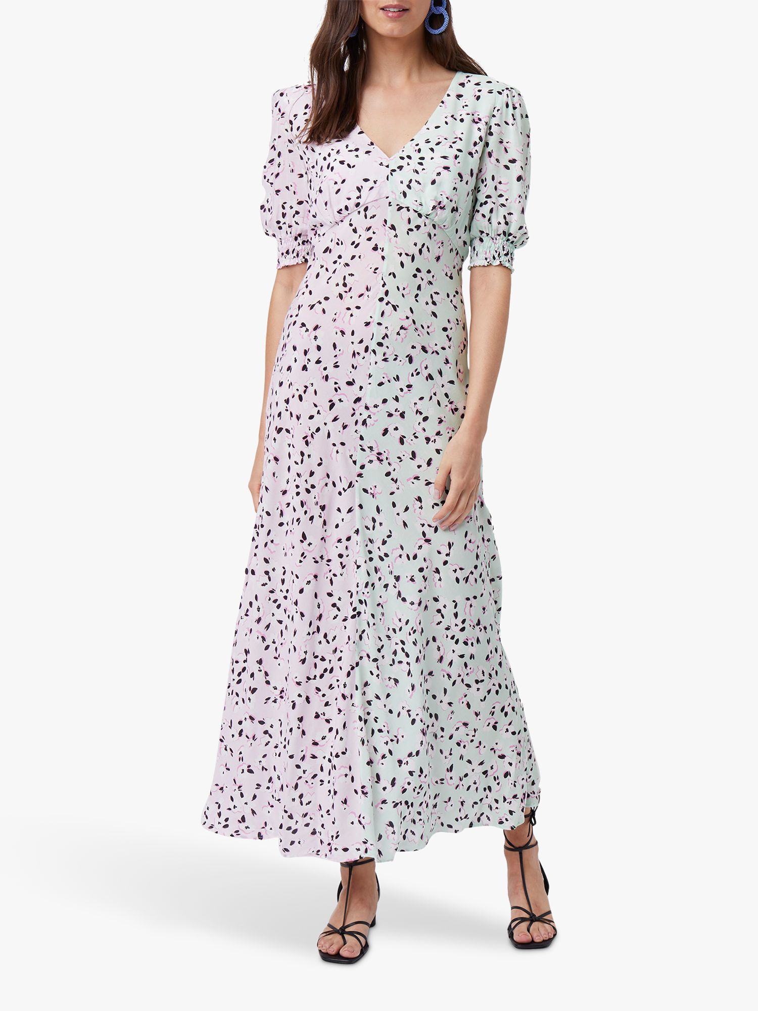 Great Plains Shadow Floral Maxi Dress, Peony/Cool Green