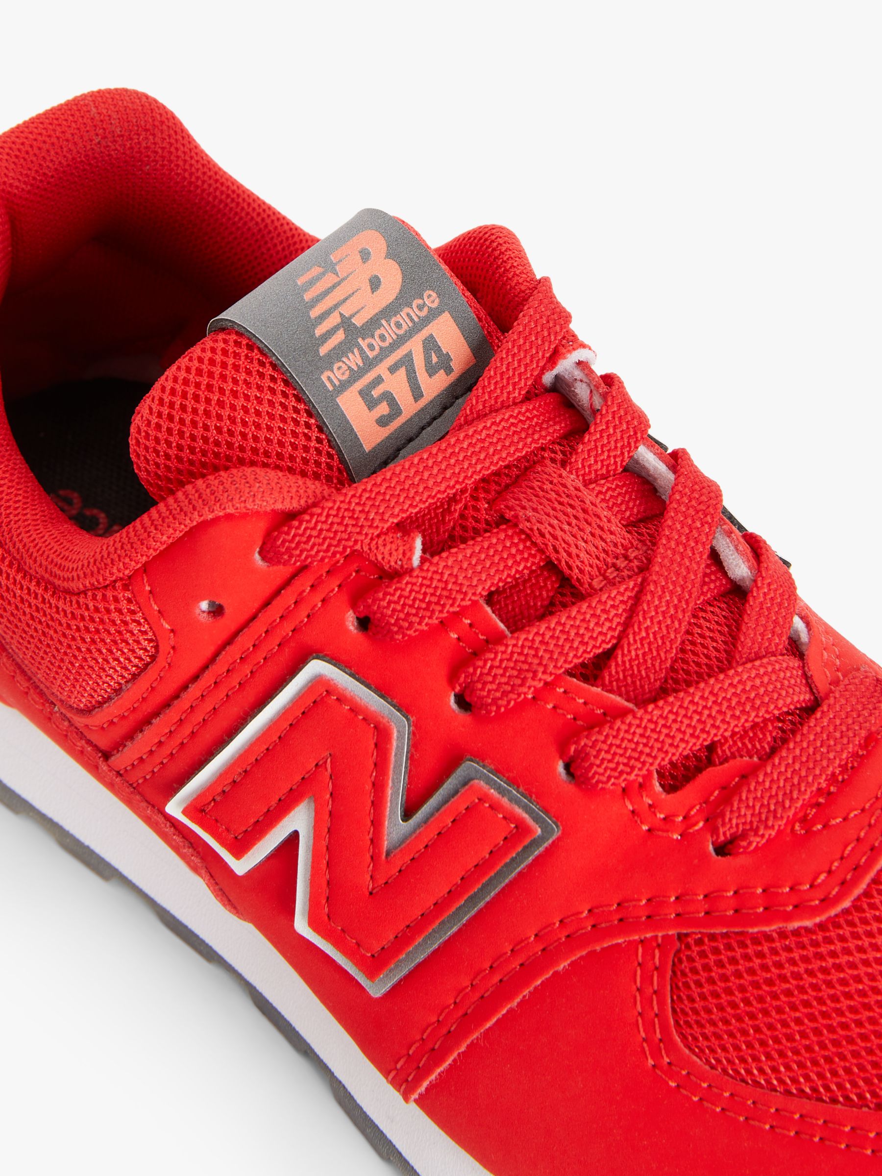New Balance Kids' 574 Lace-Up Trainers, True Red/Black/White at John ...